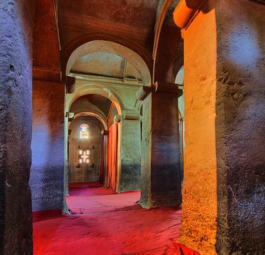 klasztor, Lalibela, Etiopia, światło mieszane