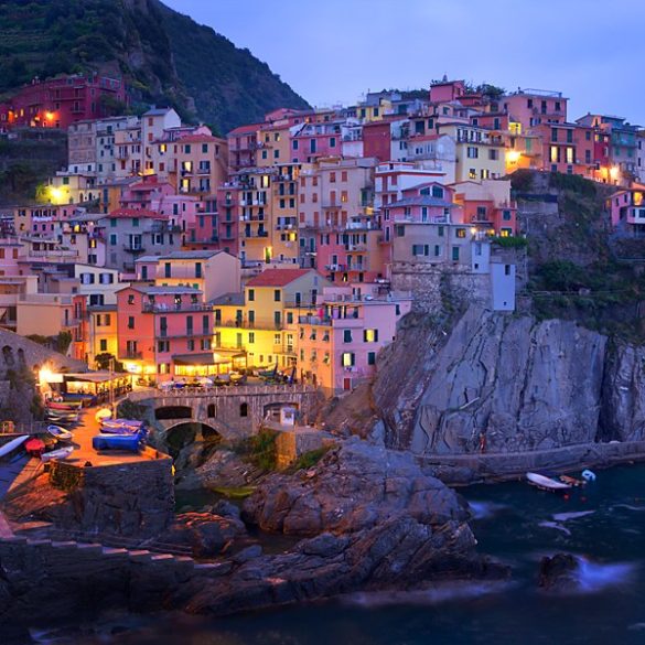 Manarola, zmierzch, Cinque Terre