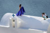 Santorini, sesja mody na dachu