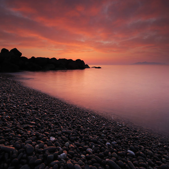 wschód słońca w Kamari, Santorini