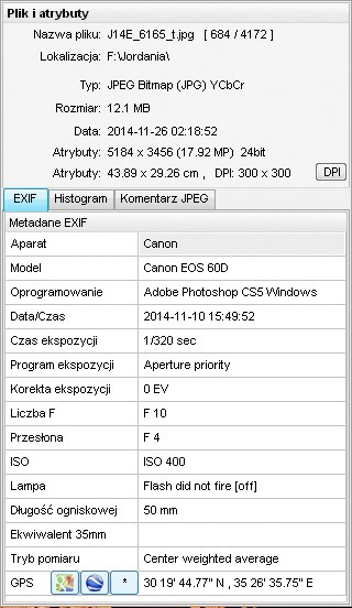 Prawy panel przeglądarki FastStone Image Viewer