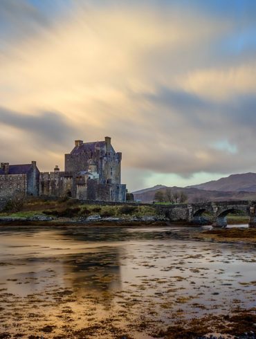 długa ekspozycja, Eilean Donan o poranku, Szkocja