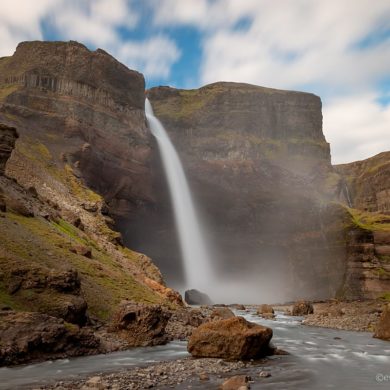 Wodospad Haifoss, jeden z najpiękniejszych wodospadów Islandii