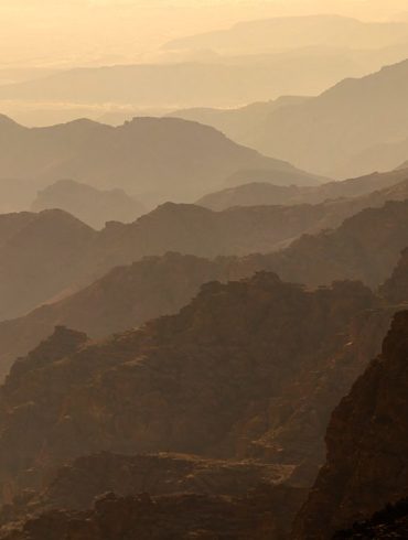 Perspektywa powietrzna doliny Dana, Jordania