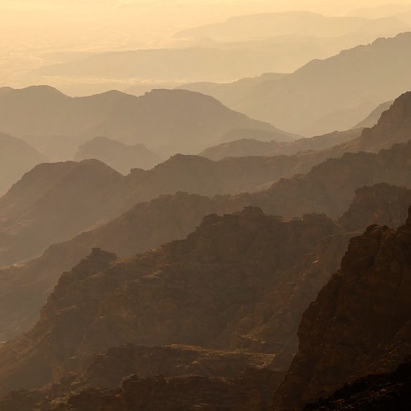 Perspektywa powietrzna doliny Dana, Jordania
