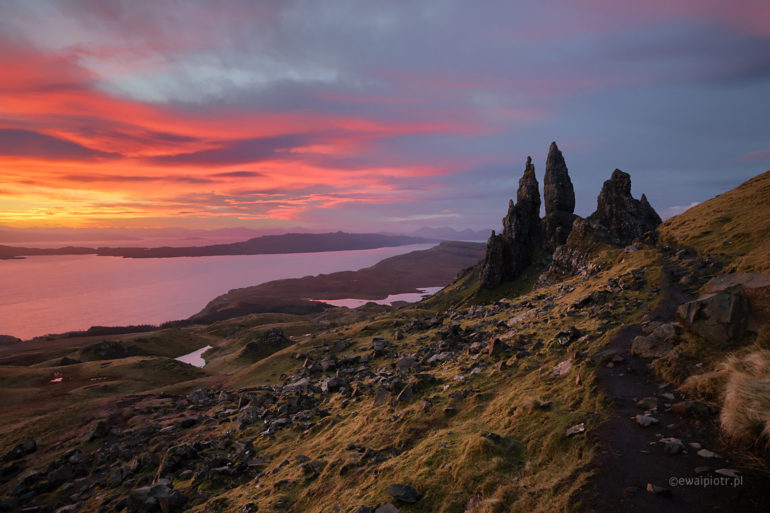 Wschód słońca nad Old Man of Storr, Skye, Szkocja, fotowyprawa