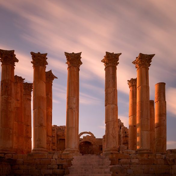 Świątynia Artemidy, Dżerasz, Jordania, długa ekspozycja