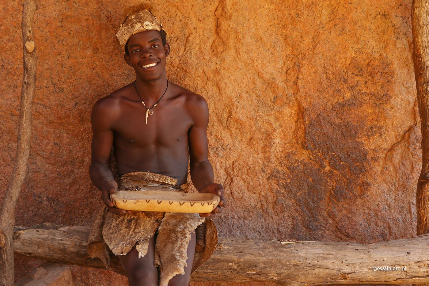 Wśród ludu Damara, Namibia, w wiosce Damara, portret, mężczyzna