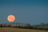 Zachód Księżyca w Toskanii, fotowyprawa, punkt widokowy, San Quirico d'Orcia