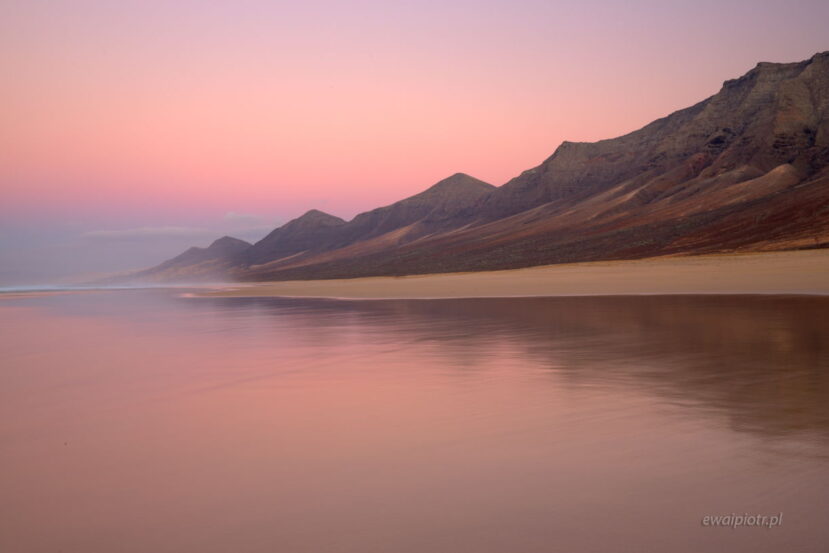 Plaża Cofete o zachodzie, Fuerteventura, Wyspy Kanaryjskie