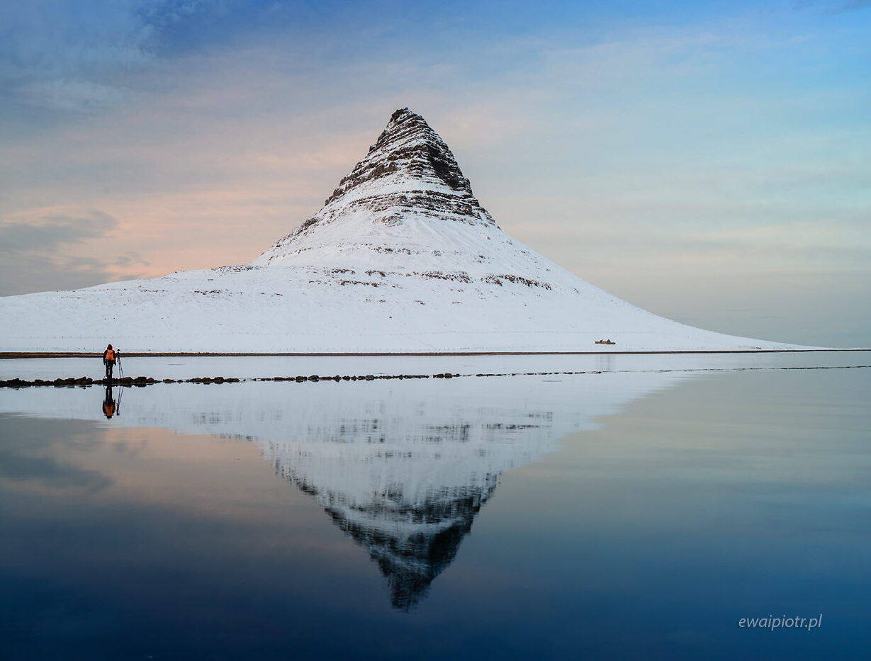 Kirkjufell - odbicie zimowe, Islandia