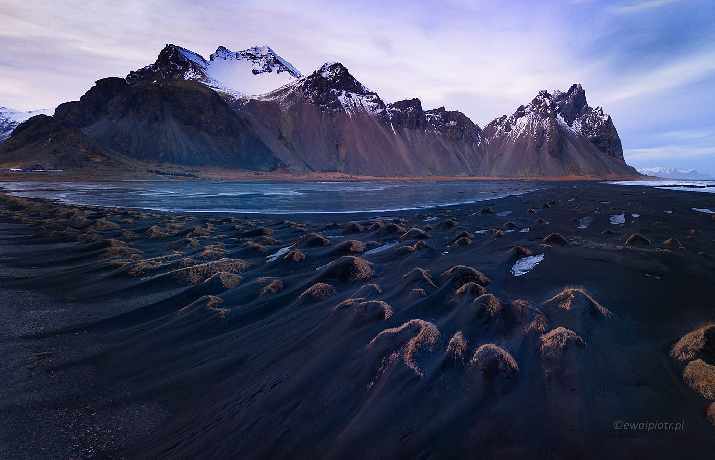 Zimowa panorama Vestrahorn z drona, Islandia, warsztaty fotograficzne