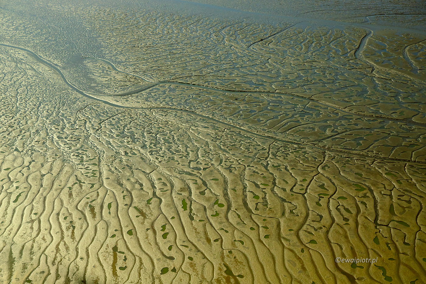 Rozlewiska przy Walvis Bay, Namibia, z samolotu