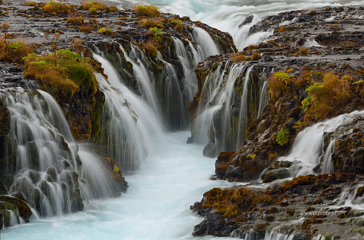 Kaskady wodospadu Bruarfoss, Islandia, warsztaty fotograficzne